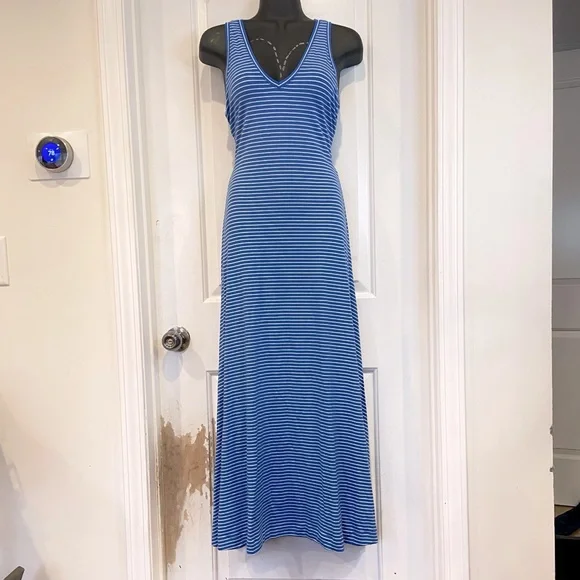 Vineyard Vines Women's V-Neck Striped Maxi Dress - Tide Blue - Size XS